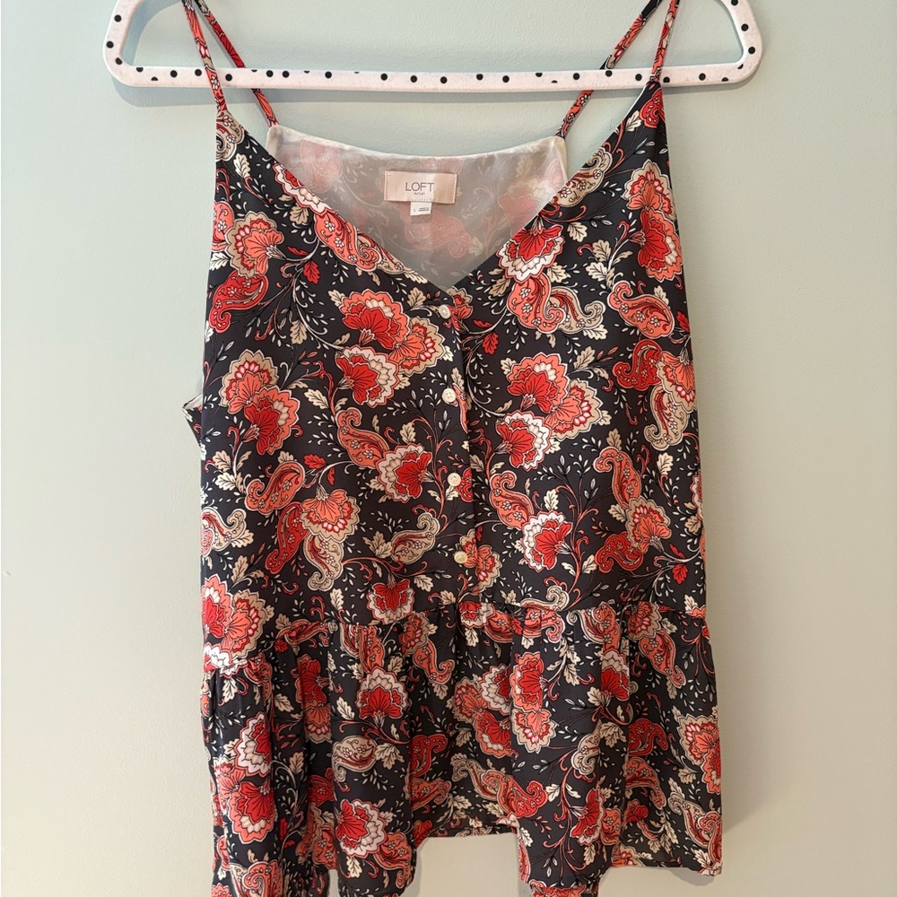 LOFT Women's Red and Black Floral Camisole